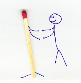 A stick figure finds love with a matchstick.